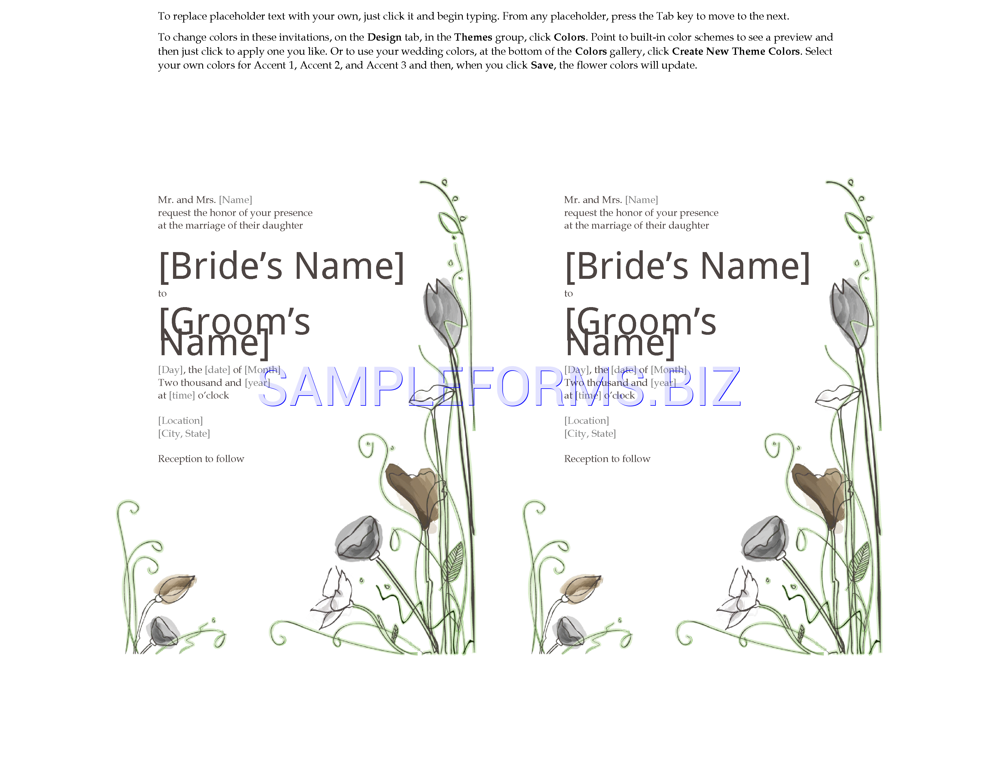 Preview free downloadable Wedding Invitation Template 2 in PDF (page 1)